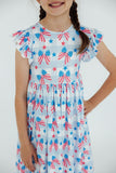 Red, White & Bows Flutter Sleeve Twirl Dress - Aaria Tees Aaria Tees