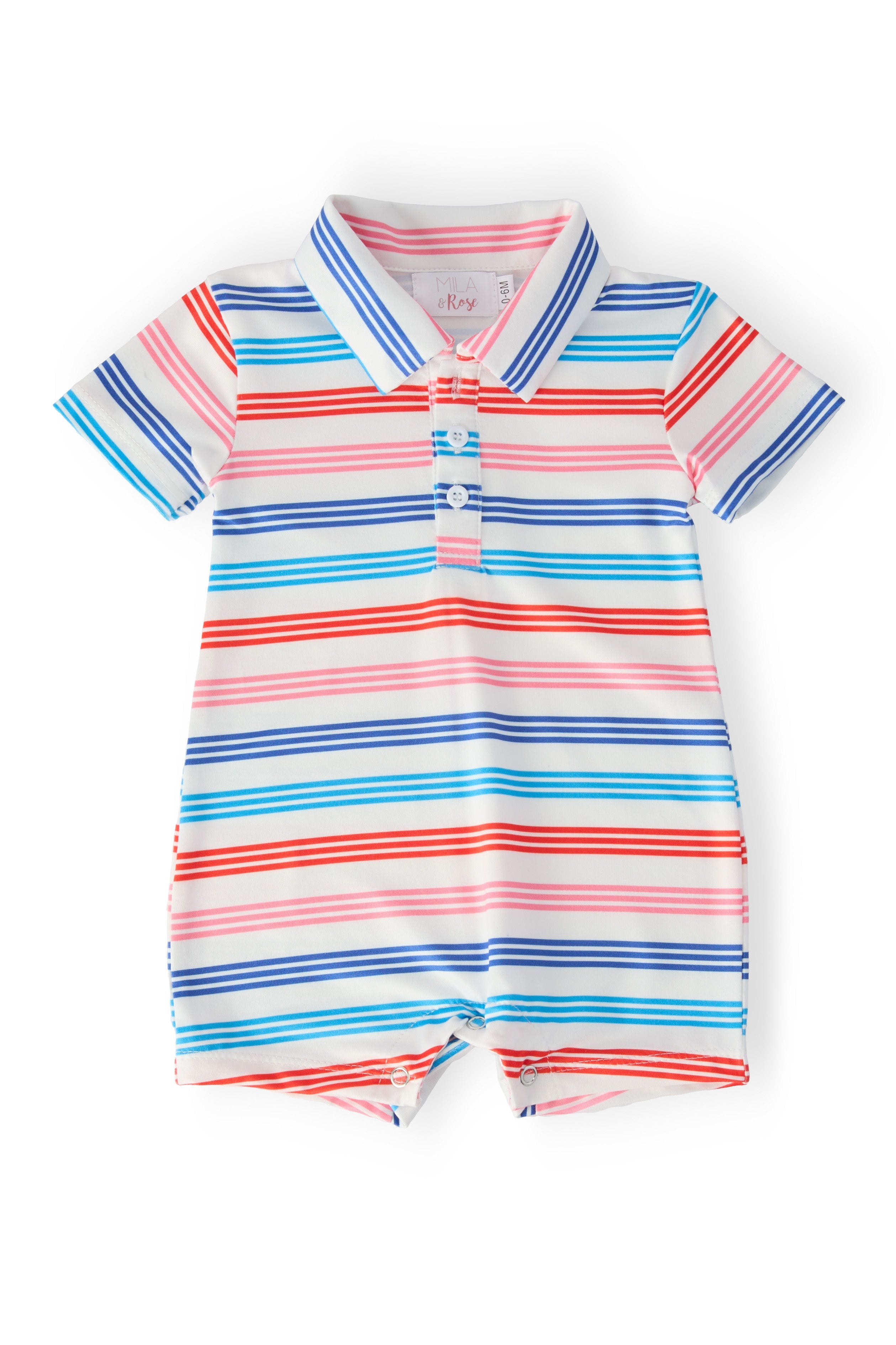 Red, White & Stripe Polo Shorty One-Piece - Aaria Tees Aaria Tees