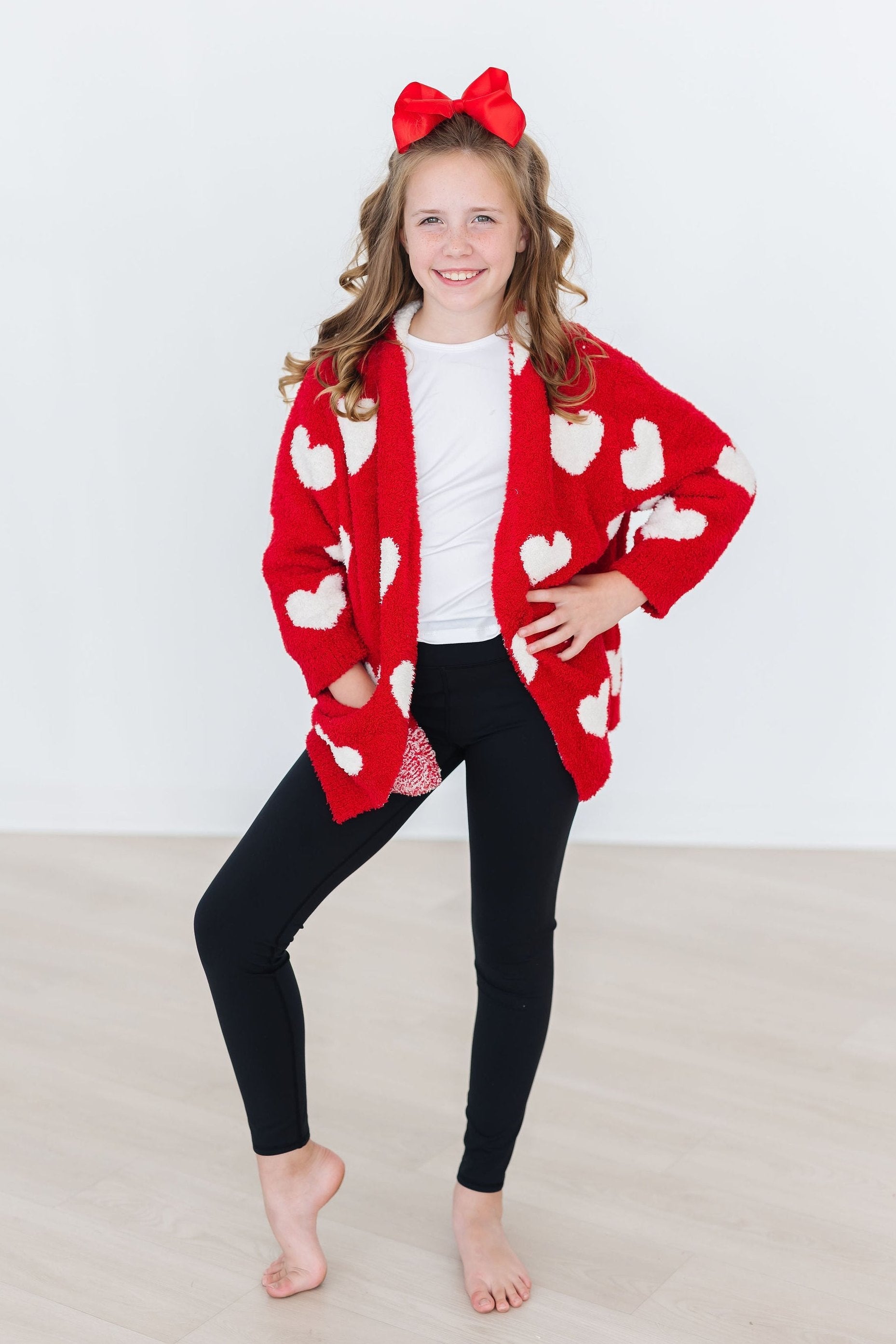 Red/Coconut Heart Cozy Cardigan - Aaria Tees Aaria Tees