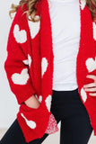 Red/Coconut Heart Cozy Cardigan - Aaria Tees Aaria Tees