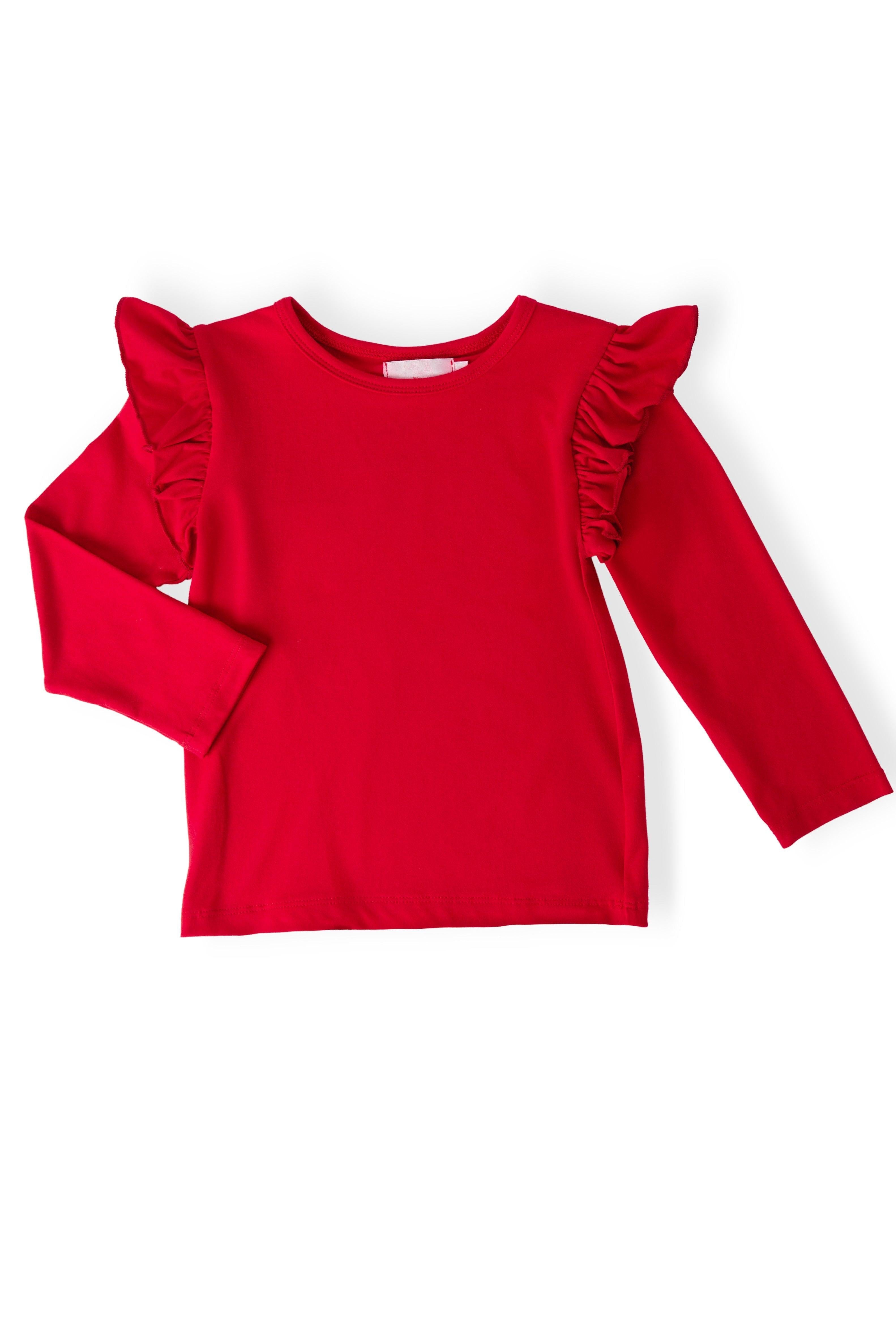 Red L/S Ruffle Tee - Aaria Tees Aaria Tees