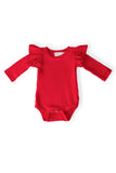 Red L/S Flutter Bodysuit - Aaria Tees Aaria Tees
