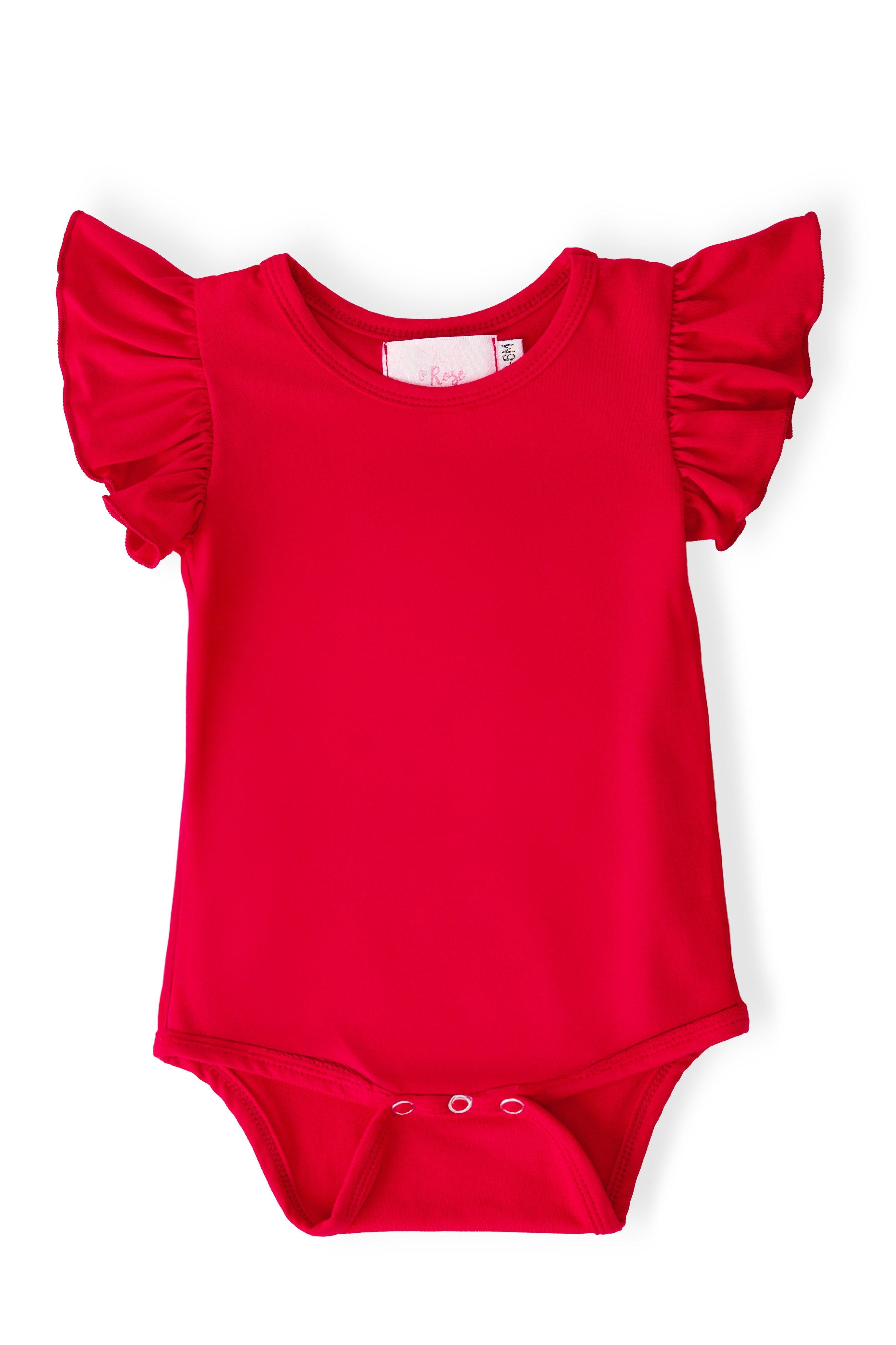 Red S/S Flutter Bodysuit - Aaria Tees Aaria Tees