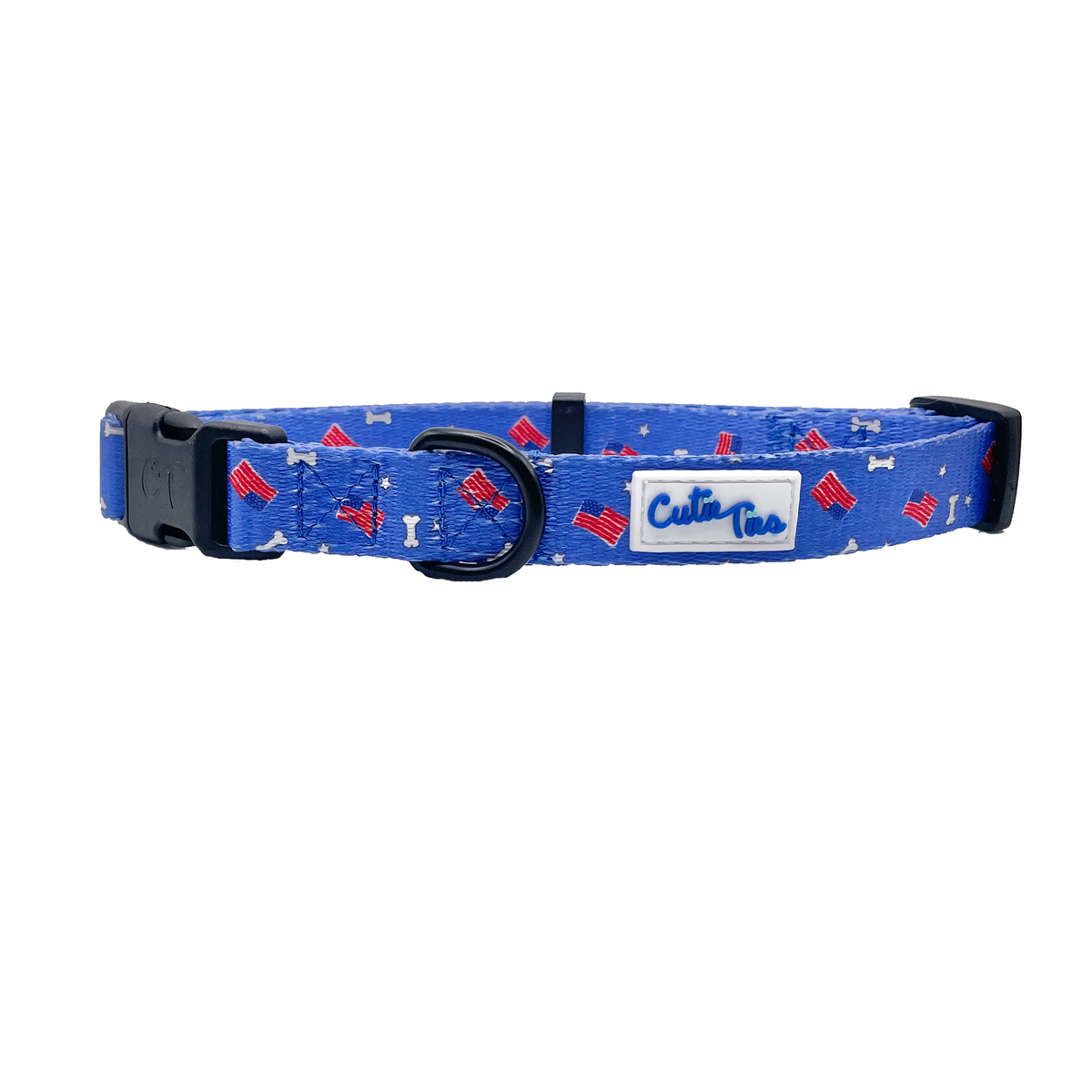 Red, White and Bones American Flag USA Dog Collar
