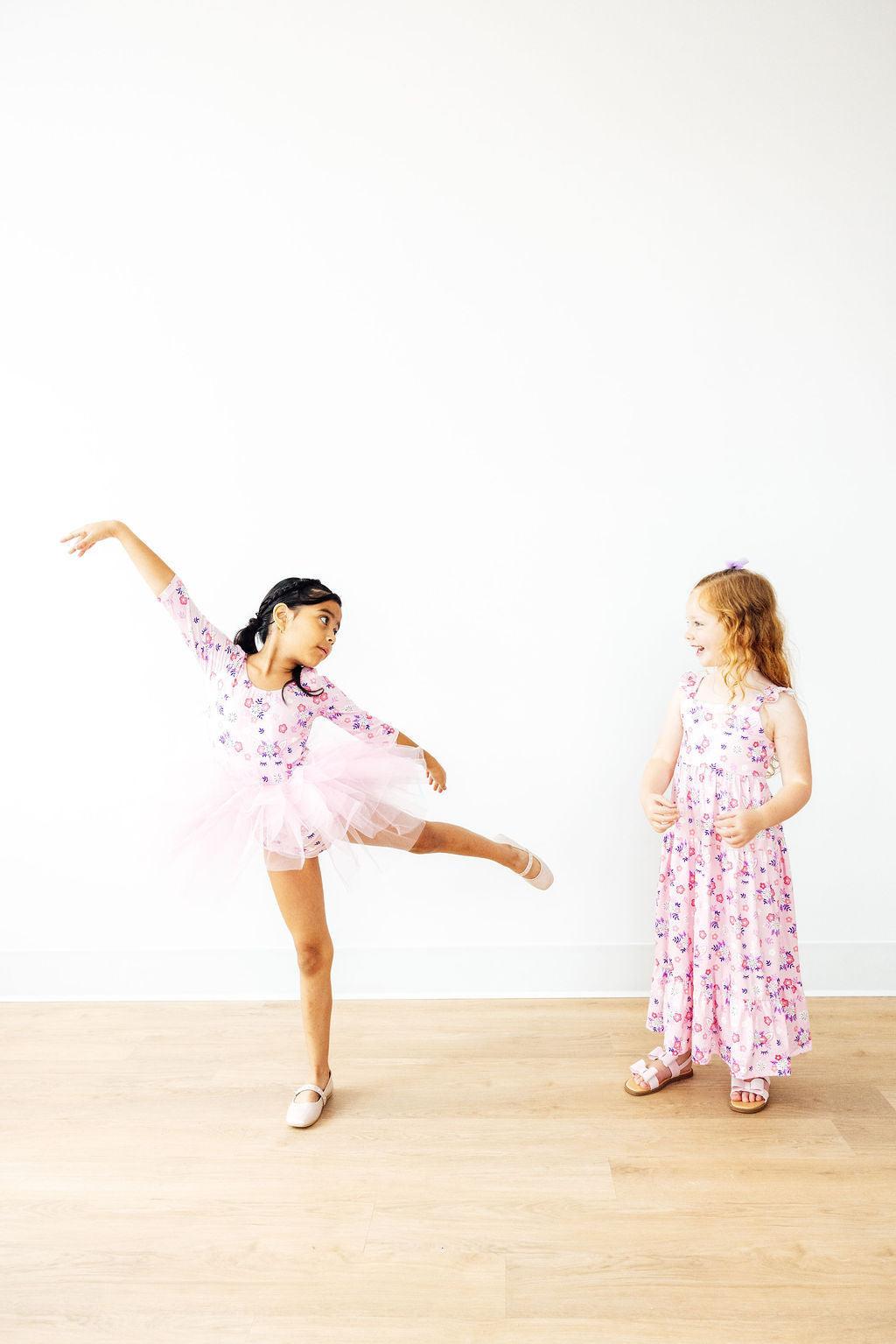 Retro Daydream 3/4 Sleeve Tutu Leotard - Aaria Tees Aaria Tees