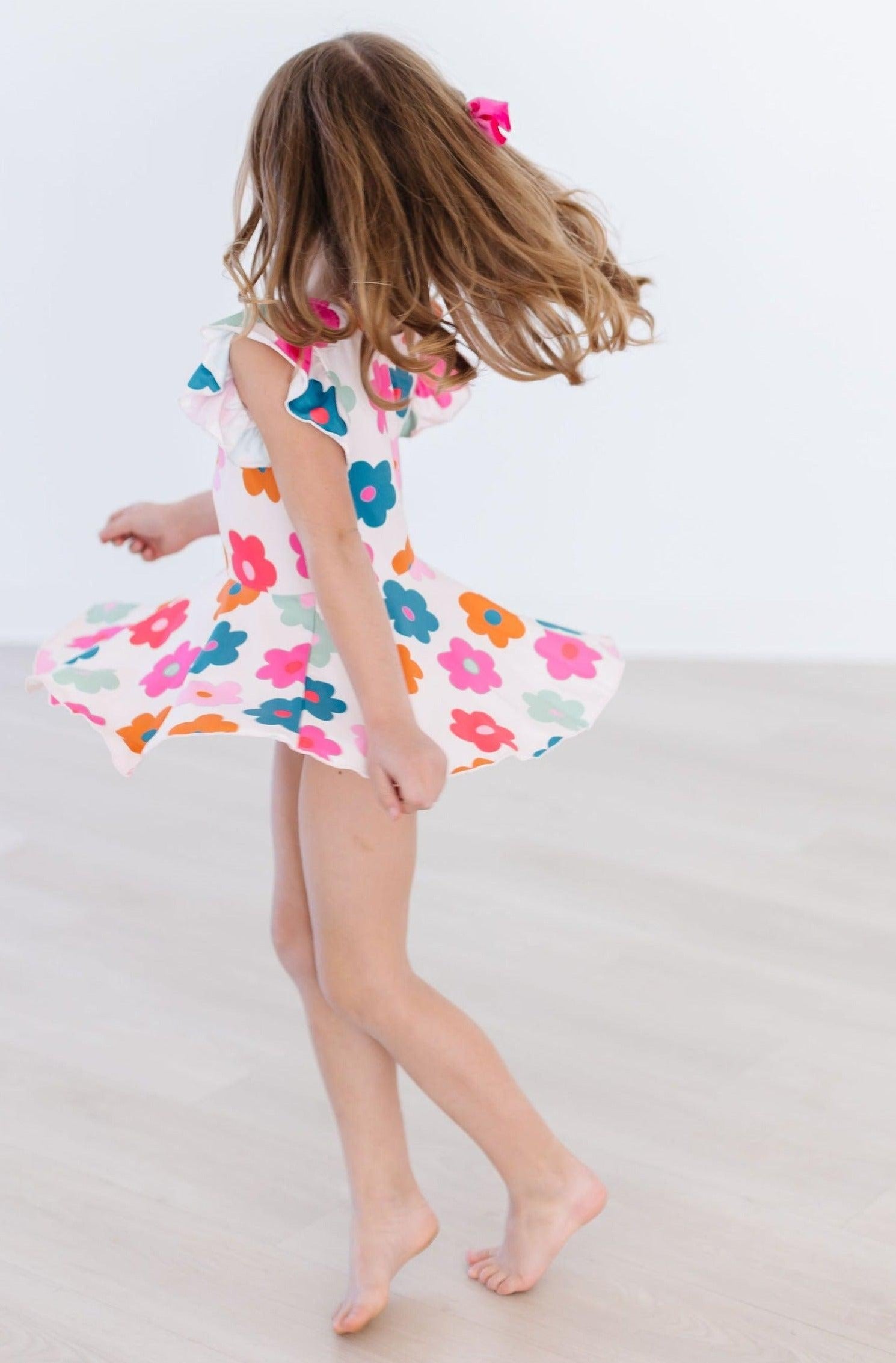 Retro Floral S/S Twirl Leotard - Aaria Tees Aaria Tees