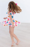Retro Floral S/S Twirl Leotard - Aaria Tees Aaria Tees