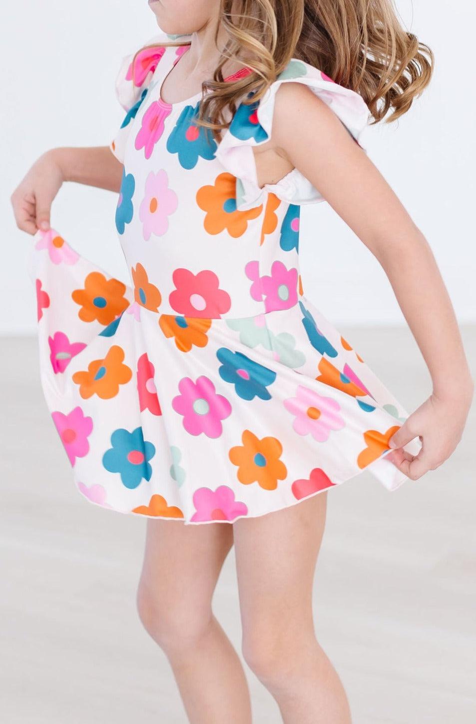 Retro Floral S/S Twirl Leotard - Aaria Tees Aaria Tees