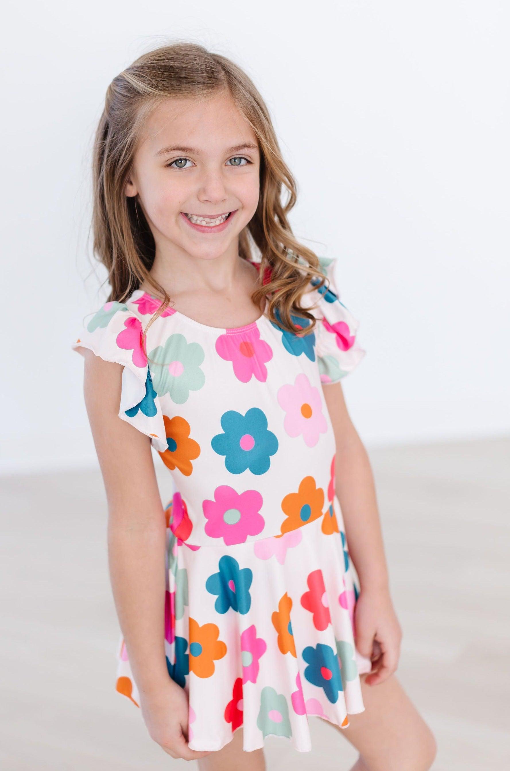 Retro Floral S/S Twirl Leotard - Aaria Tees Aaria Tees
