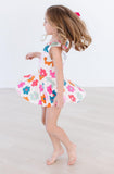 Retro Floral S/S Twirl Leotard - Aaria Tees Aaria Tees