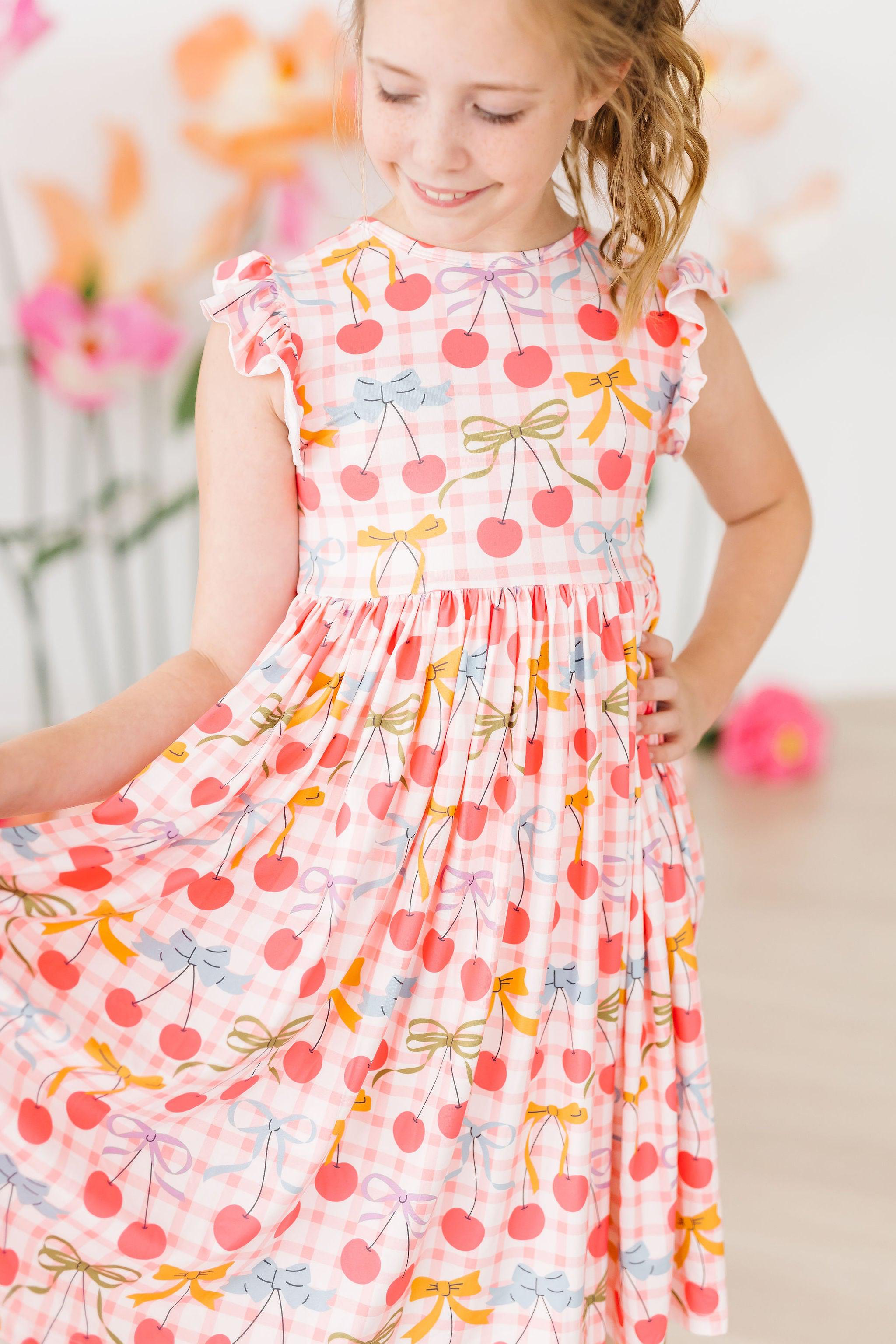 Retro Picnic Flutter Sleeve Twirl Dress - Aaria Tees Aaria Tees