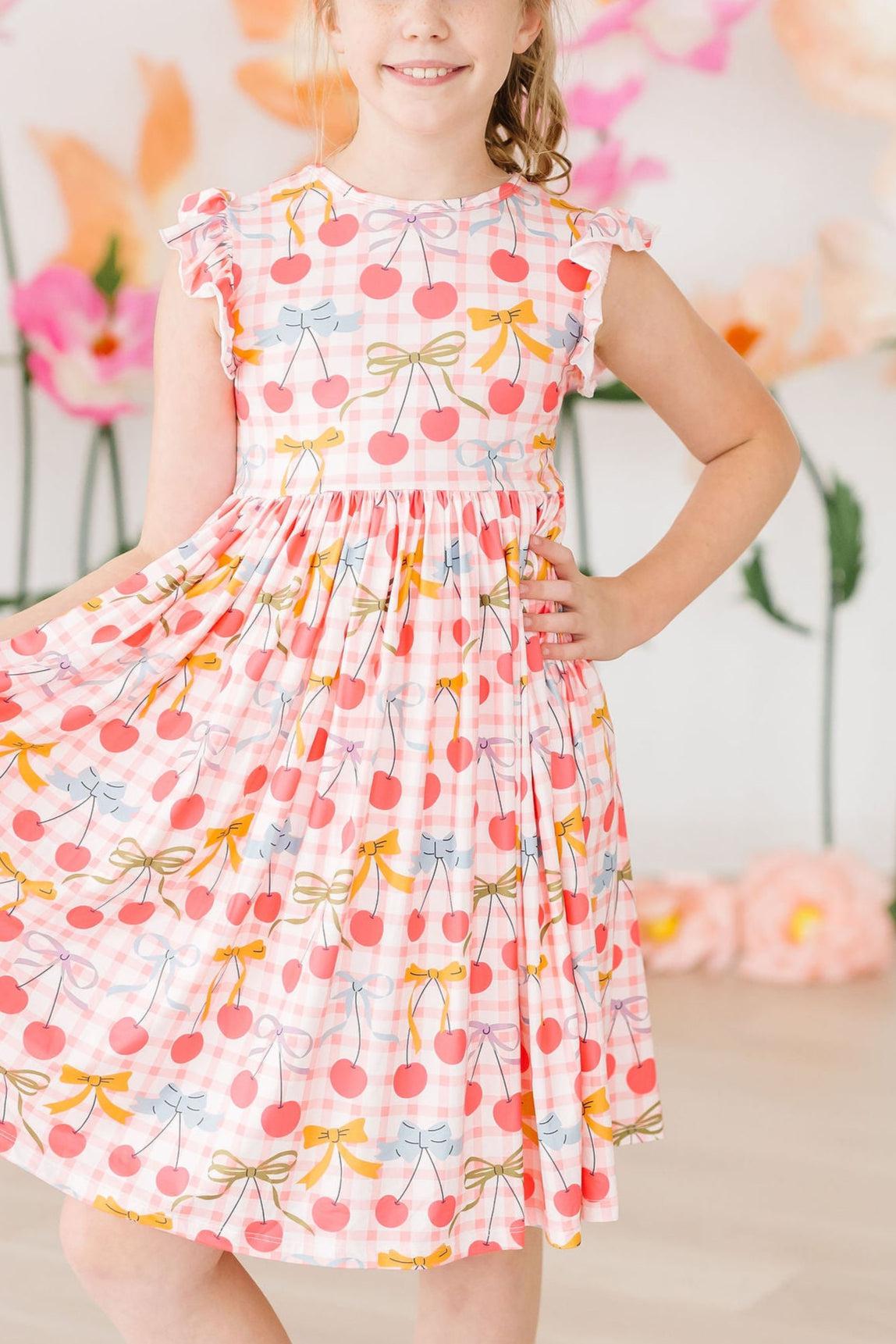 Retro Picnic Flutter Sleeve Twirl Dress - Aaria Tees Aaria Tees