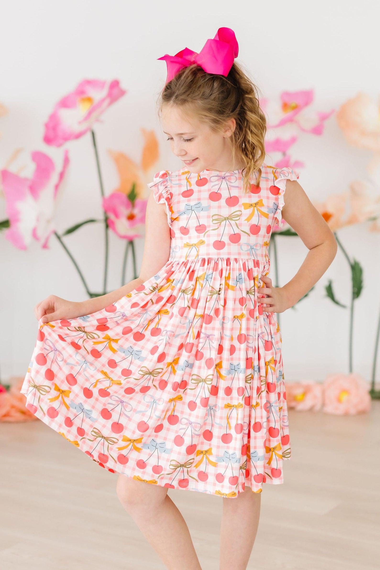 Retro Picnic Flutter Sleeve Twirl Dress - Aaria Tees Aaria Tees