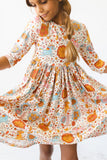 Retro Unicorns 3/4 Sleeve Pocket Twirl Dress - Aaria Tees Aaria Tees