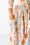 Retro Unicorns 3/4 Sleeve Pocket Twirl Dress - Aaria Tees Aaria Tees