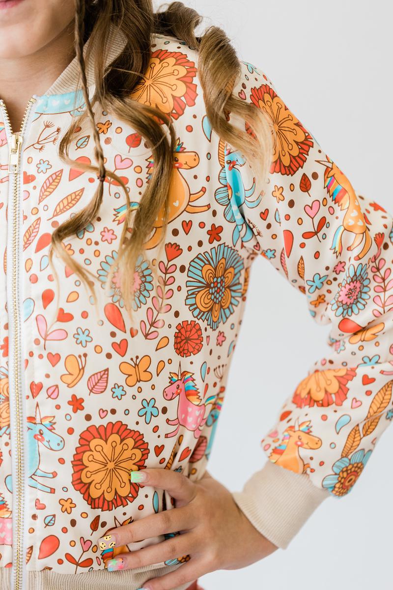 Retro Unicorns Satin Jacket - Aaria Tees Aaria Tees