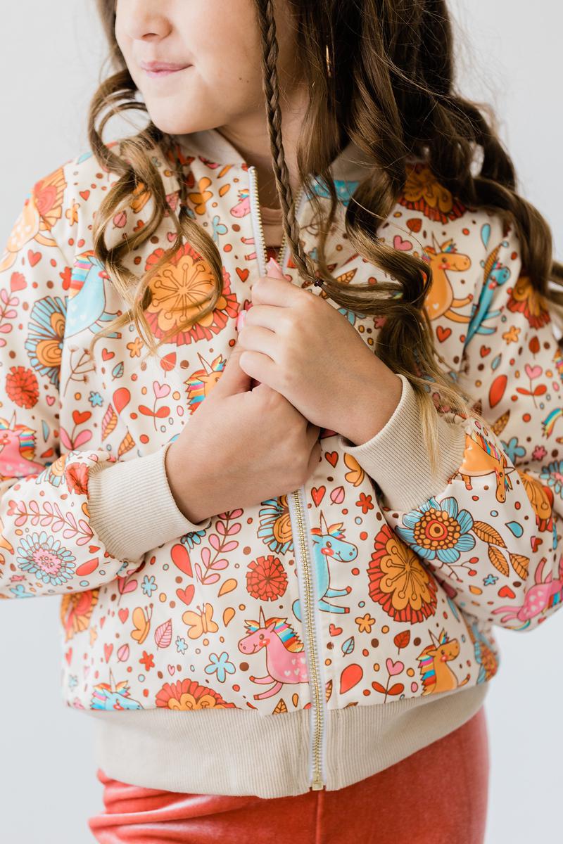 Retro Unicorns Satin Jacket - Aaria Tees Aaria Tees