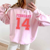 Retro Valentine’s Day Jersey Number FEBRUARY 14 Sweatshirt - Aaria Tees Aaria Tees