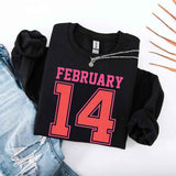 Retro Valentine’s Day Jersey Number FEBRUARY 14 Sweatshirt - Aaria Tees Aaria Tees