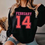 Retro Valentine’s Day Jersey Number FEBRUARY 14 Sweatshirt - Aaria Tees Aaria Tees