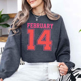 Retro Valentine’s Day Jersey Number FEBRUARY 14 Sweatshirt - Aaria Tees Aaria Tees