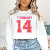 Retro Valentine’s Day Jersey Number FEBRUARY 14 Sweatshirt - Aaria Tees Aaria Tees