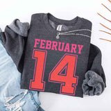 Retro Valentine’s Day Jersey Number FEBRUARY 14 Sweatshirt - Aaria Tees Aaria Tees