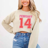 Retro Valentine’s Day Jersey Number FEBRUARY 14 Sweatshirt - Aaria Tees Aaria Tees