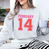 Retro Valentine’s Day Jersey Number FEBRUARY 14 Sweatshirt - Aaria Tees Aaria Tees