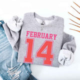 Retro Valentine’s Day Jersey Number FEBRUARY 14 Sweatshirt - Aaria Tees Aaria Tees