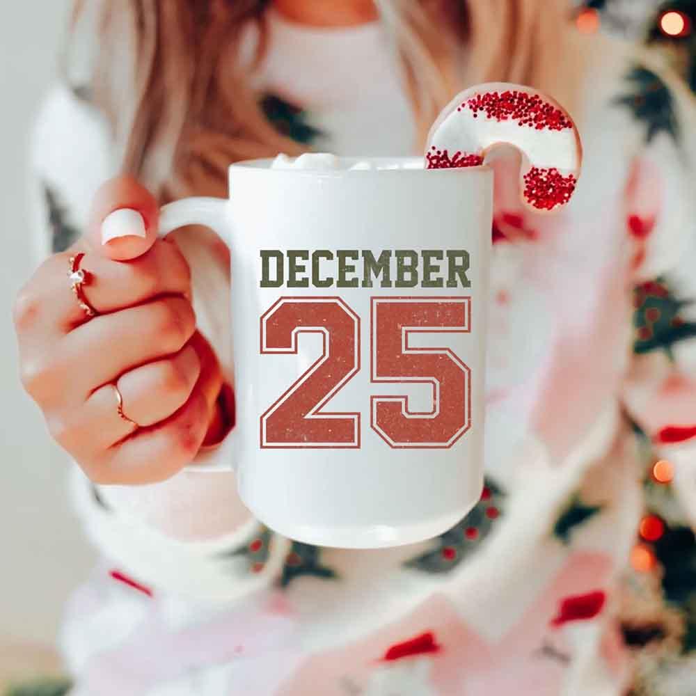 Retro Christmas Holiday Coffee Mug – Festive Vintage December 25 - Aaria Tees Aaria Tees