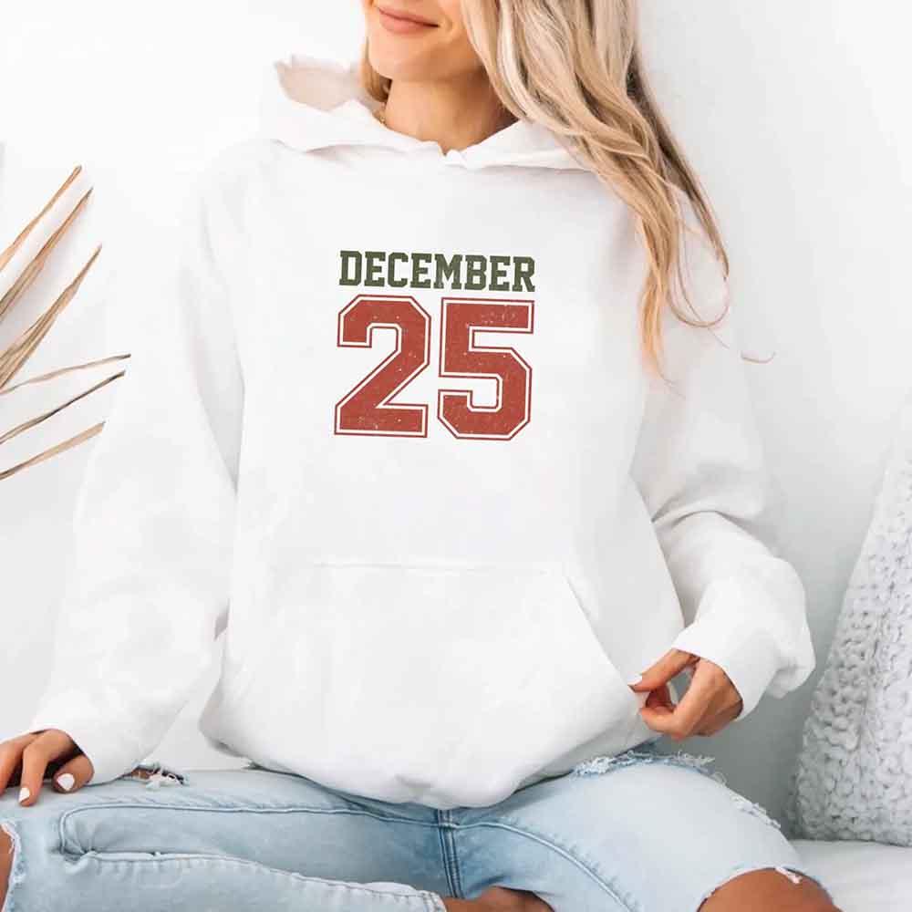 Retro Christmas Hoodie DECEMBER 25 – Festive Holiday Wear - Aaria Tees