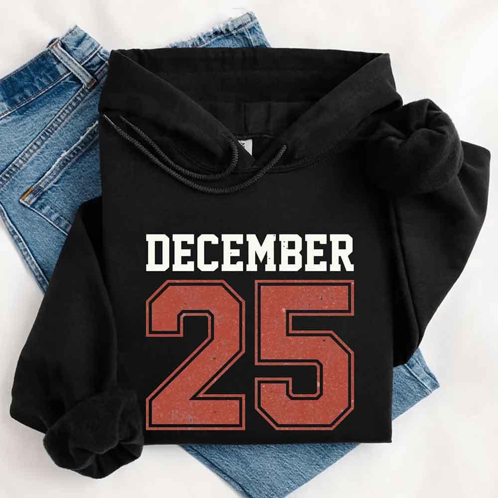Retro Christmas Hoodie DECEMBER 25 – Festive Holiday Wear - Aaria Tees Aaria Tees