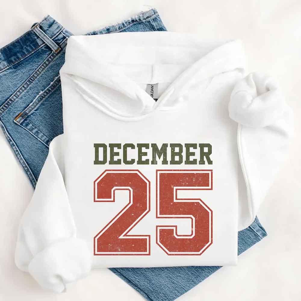 Retro Christmas Hoodie DECEMBER 25 – Festive Holiday Wear - Aaria Tees Aaria Tees