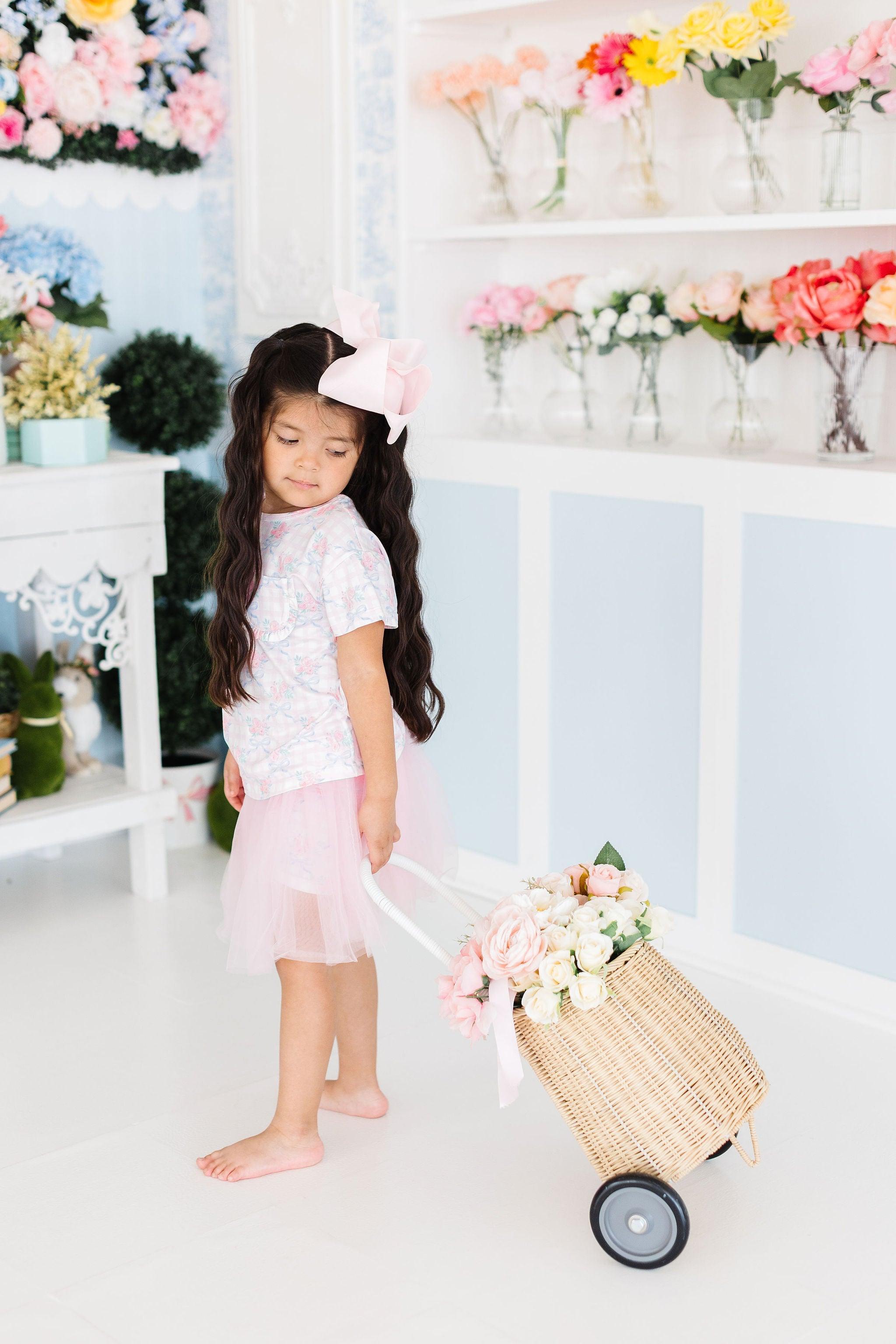 Ribbons & Roses Ruffle Pocket Tee - Aaria Tees Aaria Tees