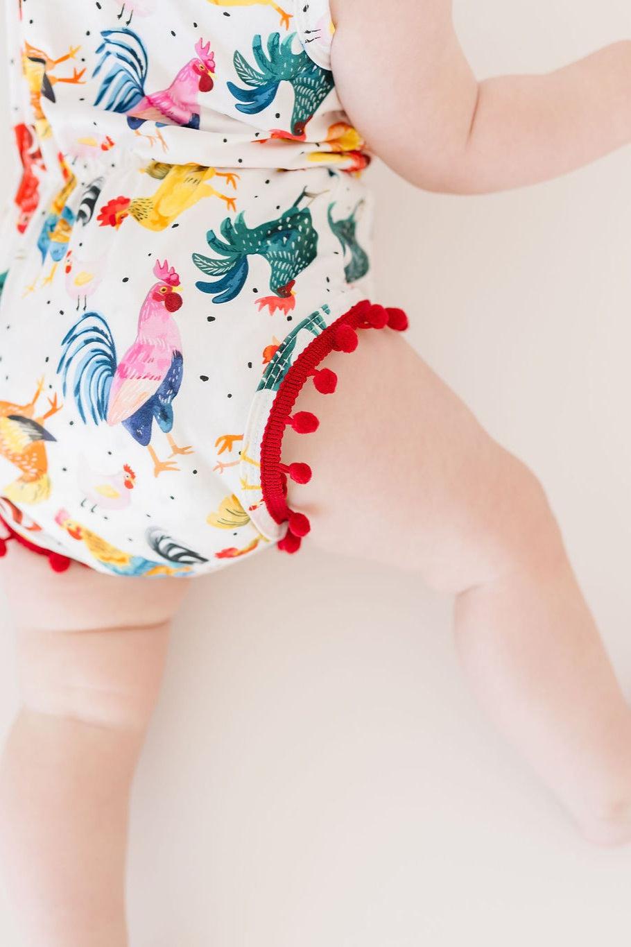 Rooster Pom Pom Romper - Aaria Tees Aaria Tees