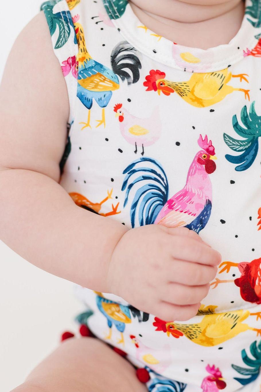 Rooster Pom Pom Romper - Aaria Tees Aaria Tees
