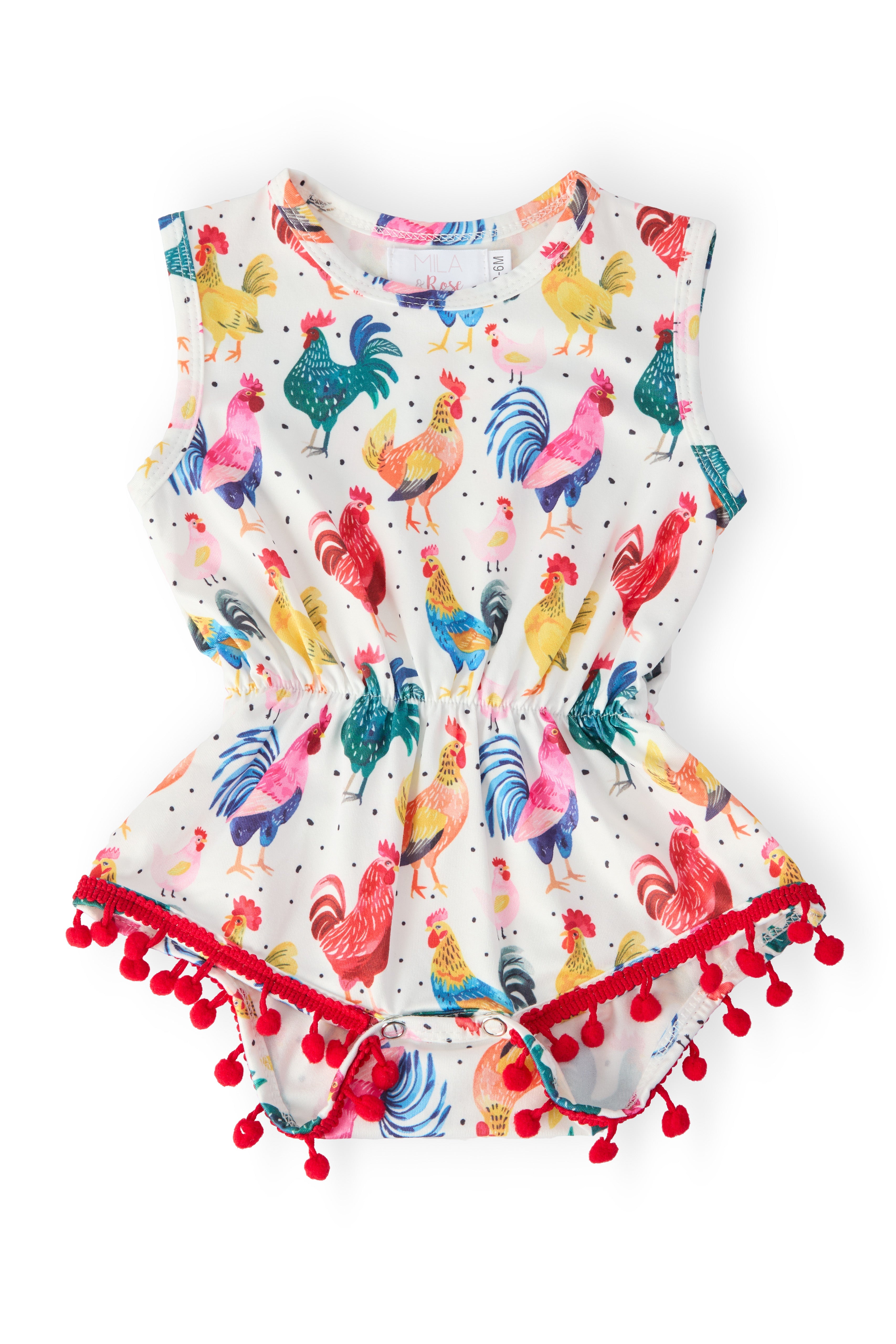 Rooster Pom Pom Romper - Aaria Tees Aaria Tees