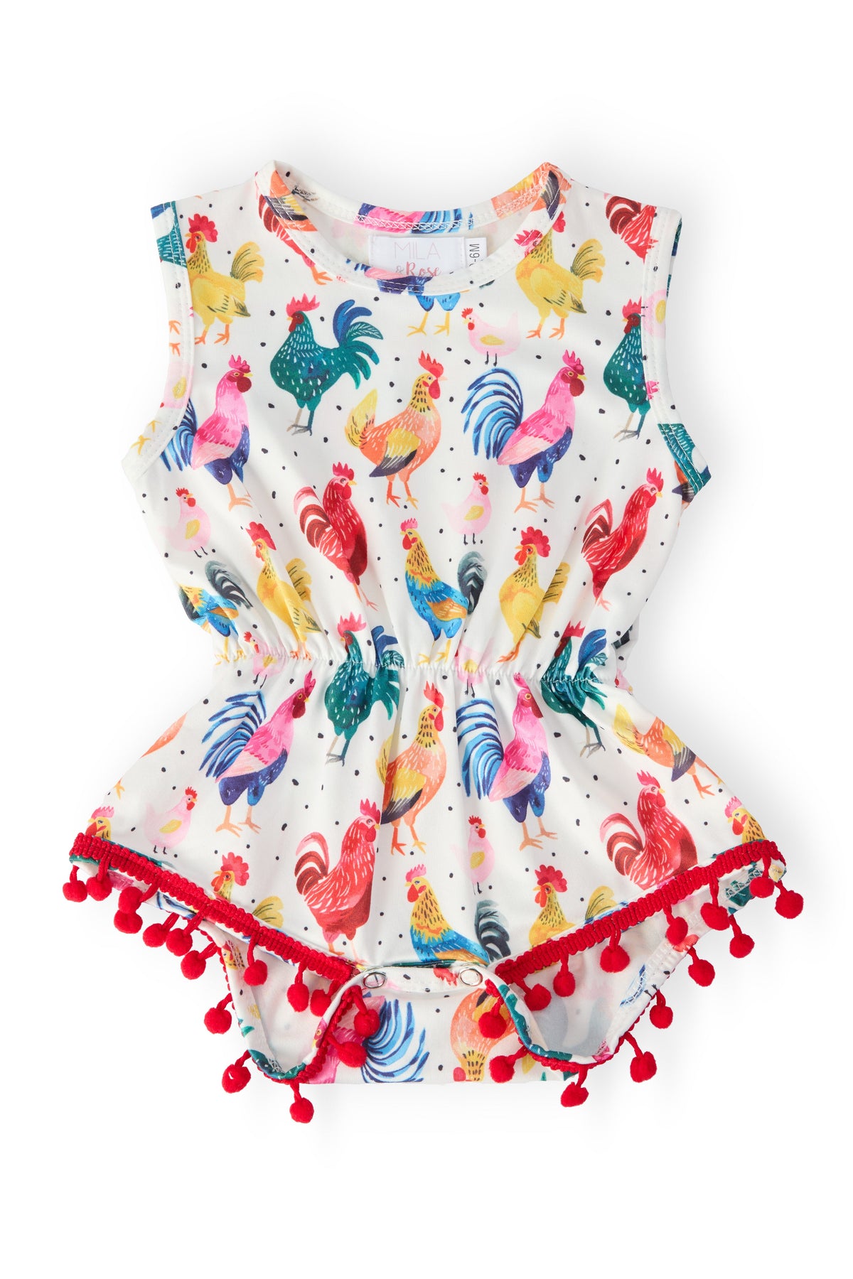 Rooster Pom Pom Romper - Aaria Tees