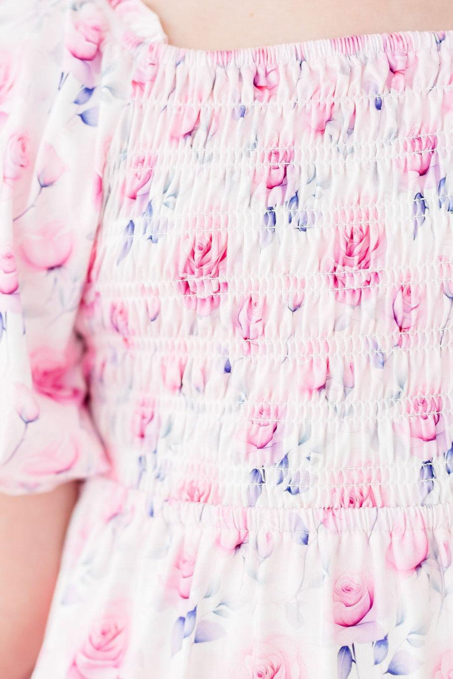 Rose Garden Smocked Ruffle Dress - Aaria Tees Aaria Tees