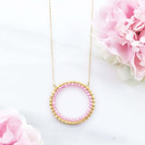 Rose Quartz Halo Necklace Aaria Tees