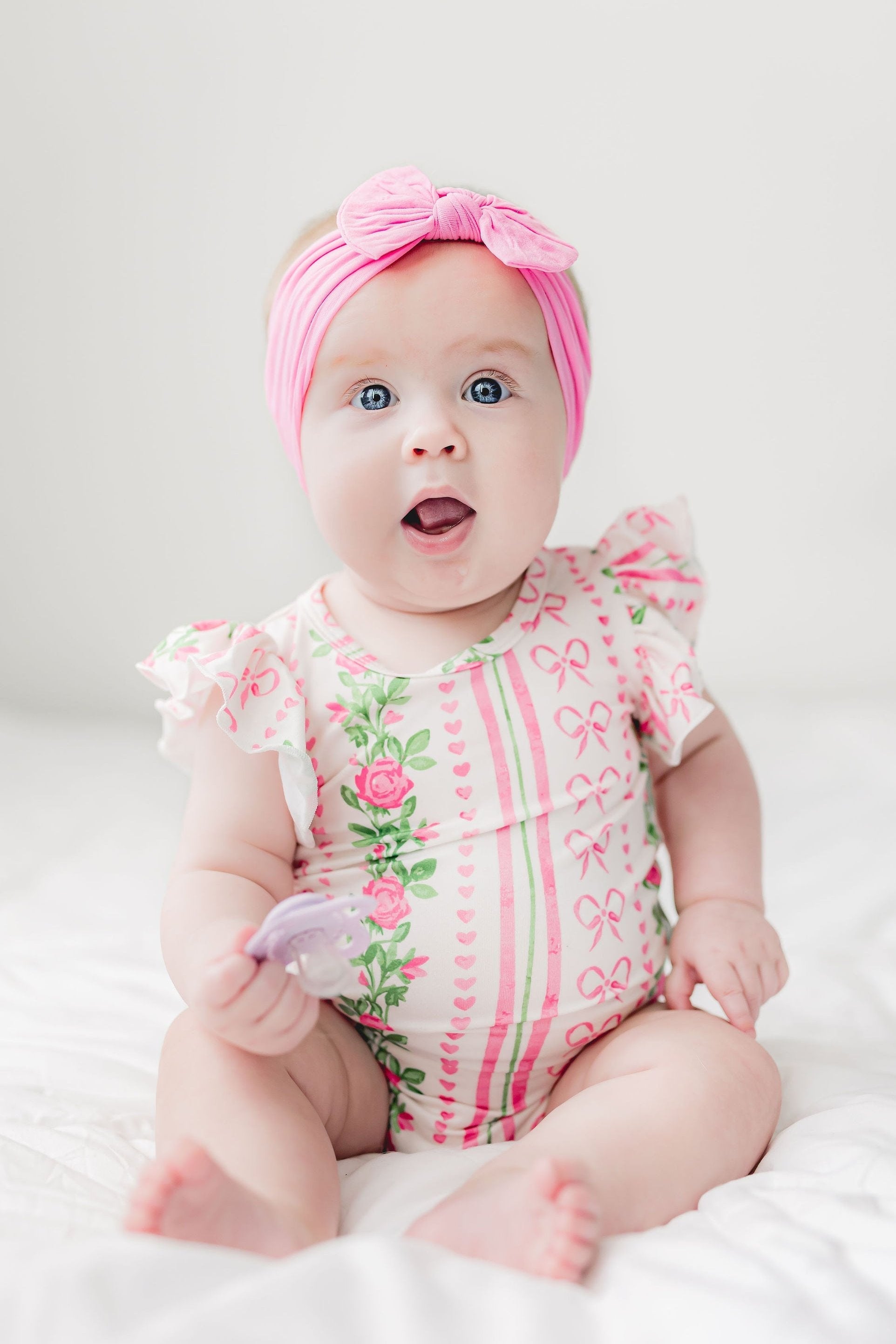 Rosebud Bows S/S Flutter Bodysuit - Aaria Tees Aaria Tees