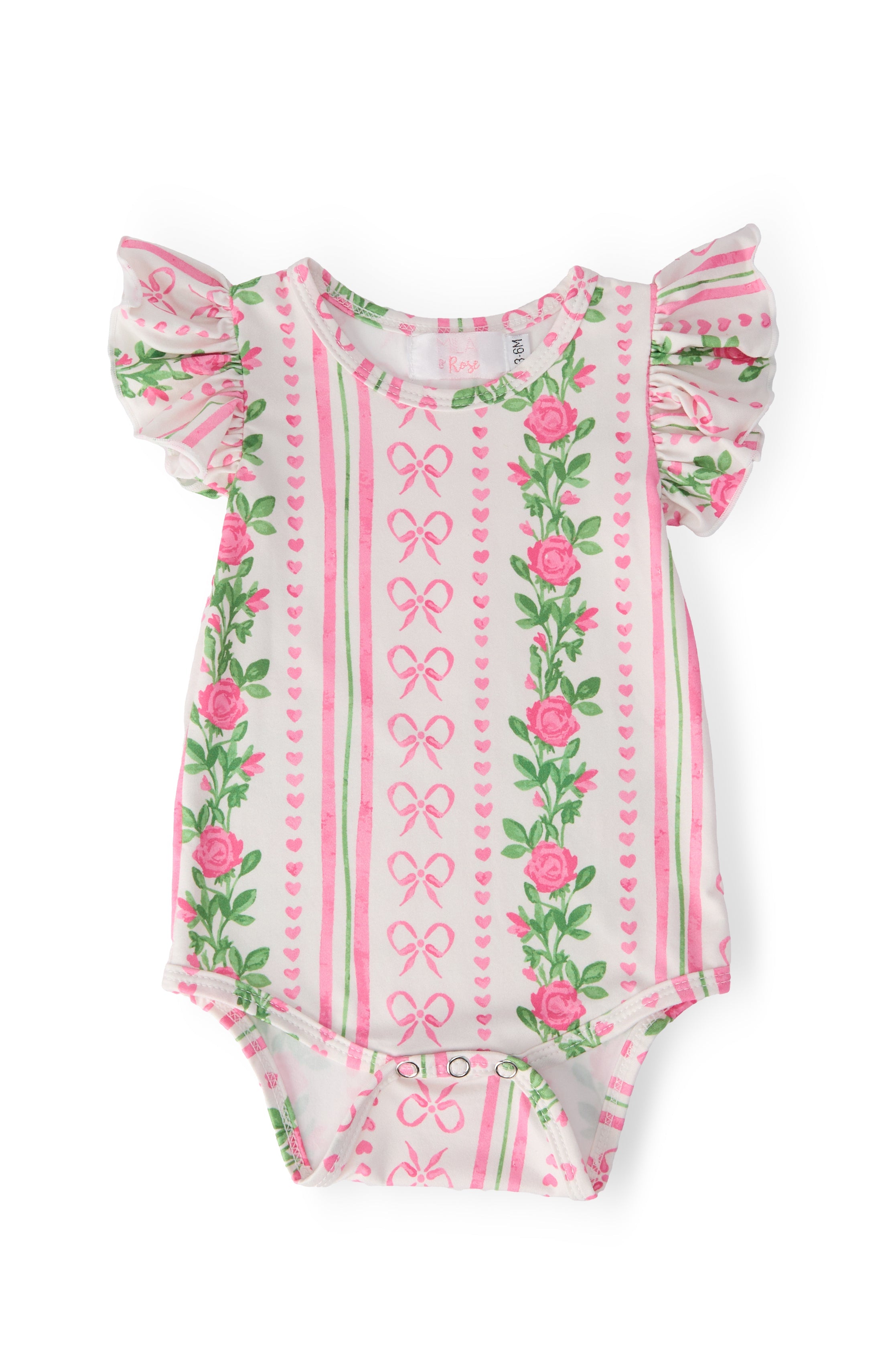 Rosebud Bows S/S Flutter Bodysuit - Aaria Tees Aaria Tees