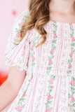 Rosebud Bows Smocked Ruffle Dress - Aaria Tees Aaria Tees
