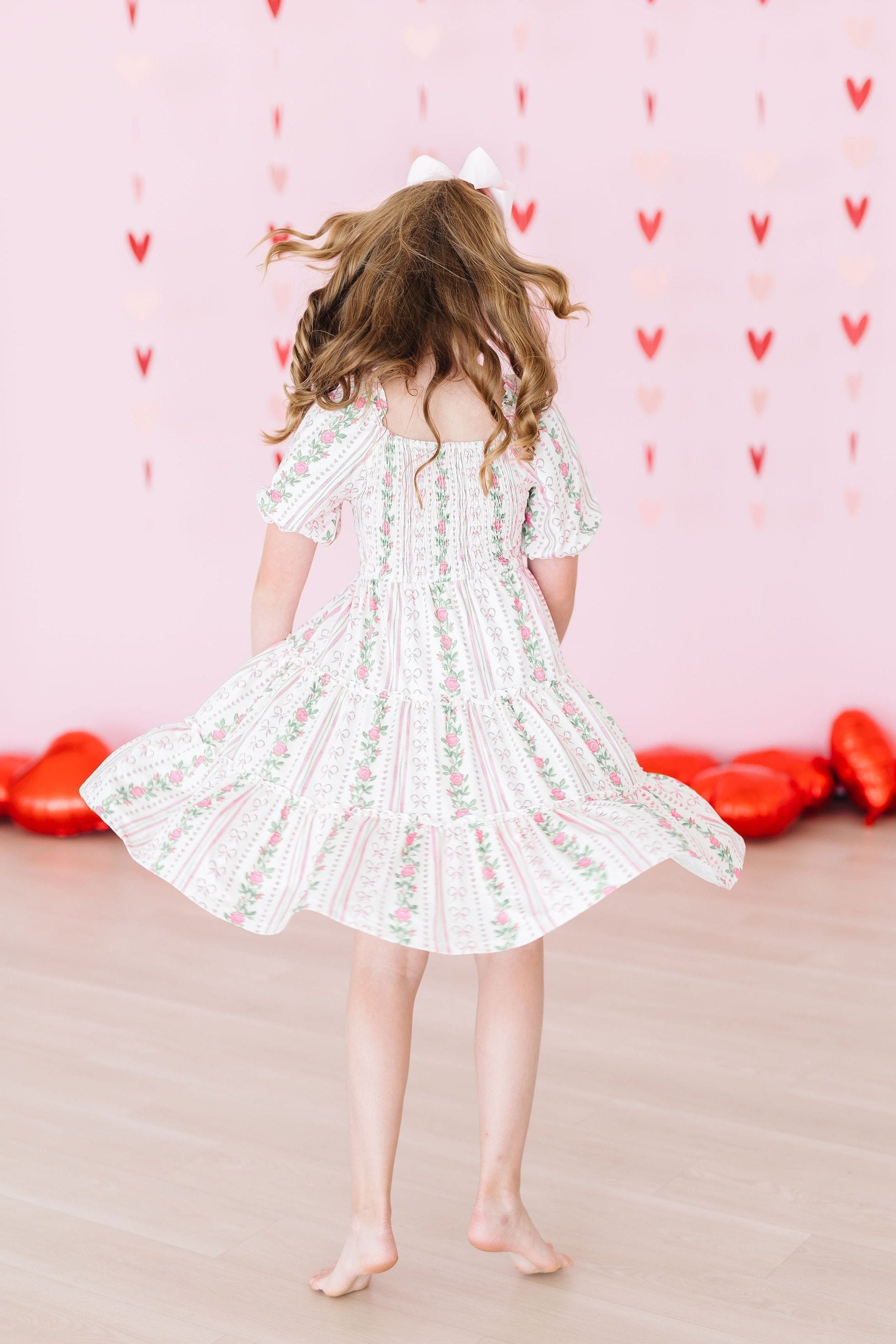 Rosebud Bows Smocked Ruffle Dress - Aaria Tees Aaria Tees