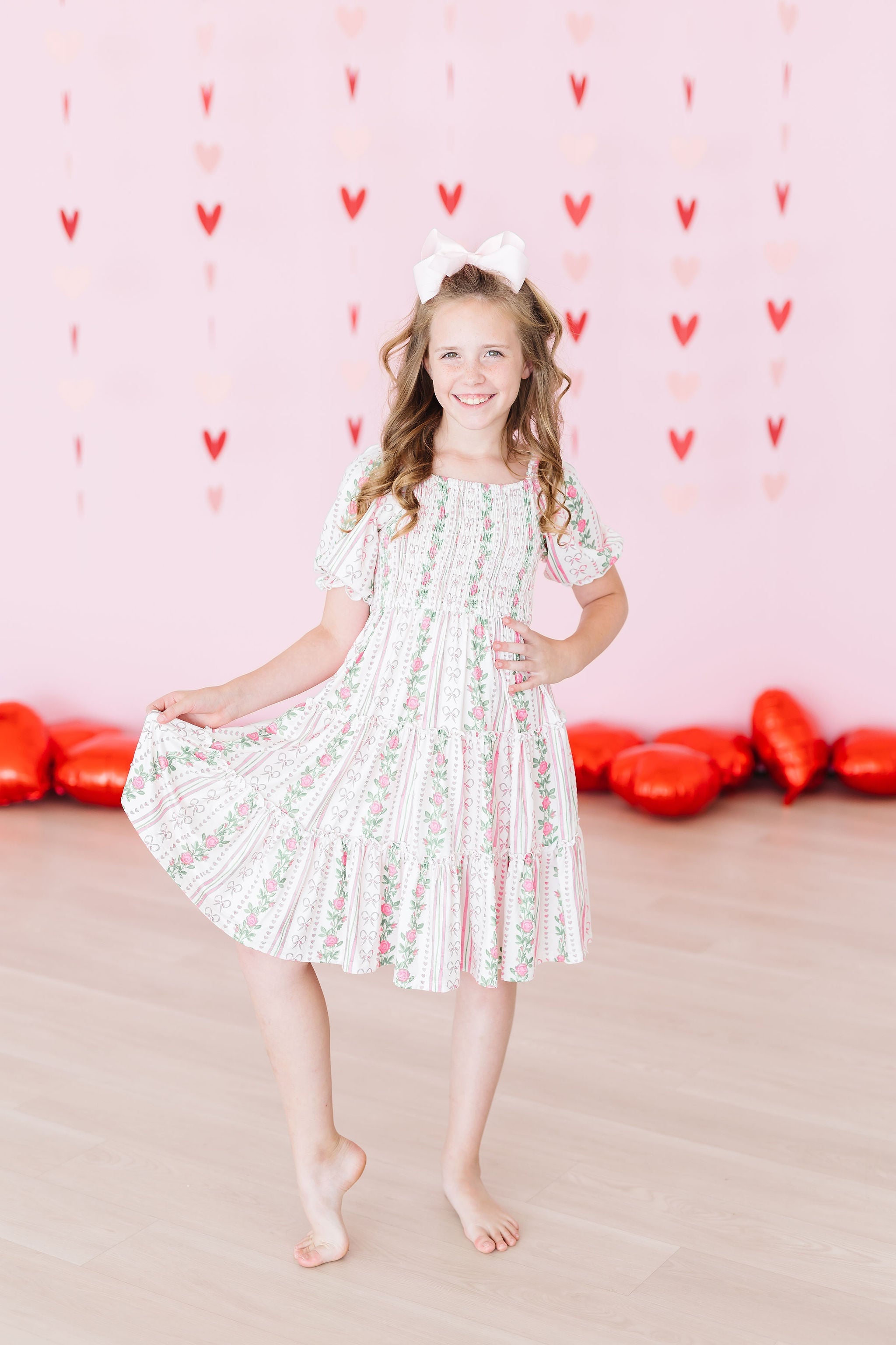 Rosebud Bows Smocked Ruffle Dress - Aaria Tees Aaria Tees