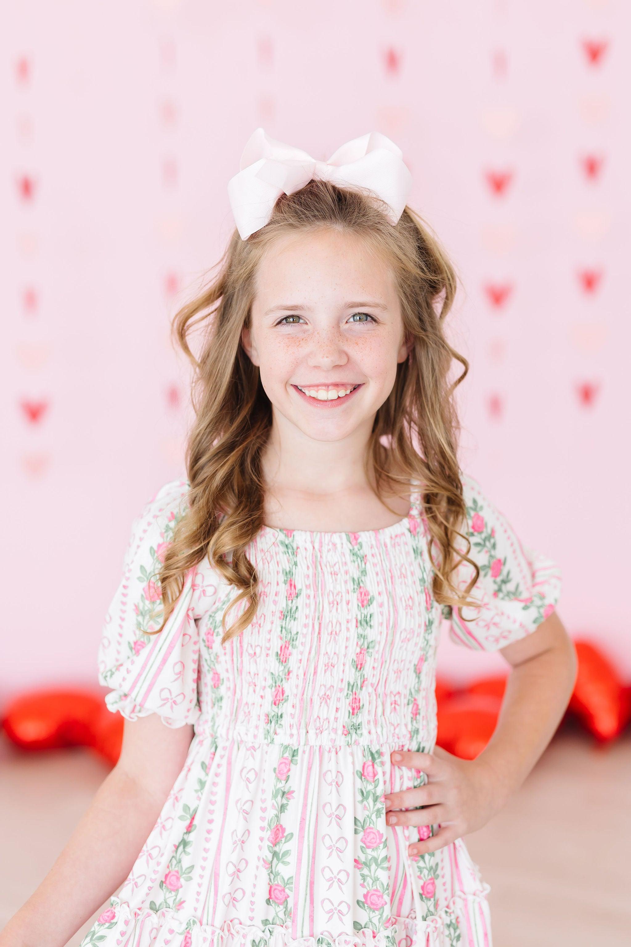 Rosebud Bows Smocked Ruffle Dress - Aaria Tees Aaria Tees