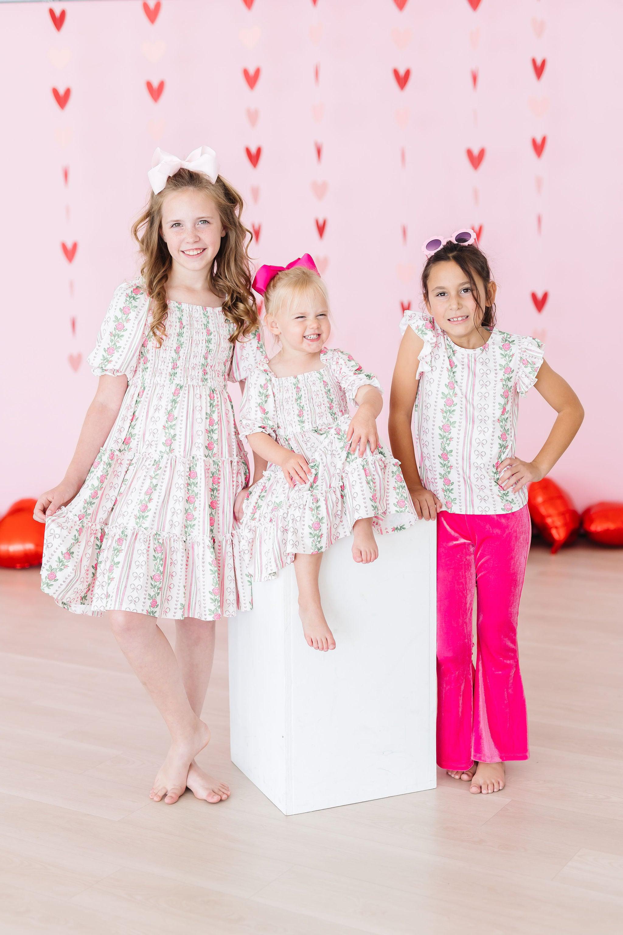 Rosebud Bows Smocked Ruffle Dress - Aaria Tees Aaria Tees