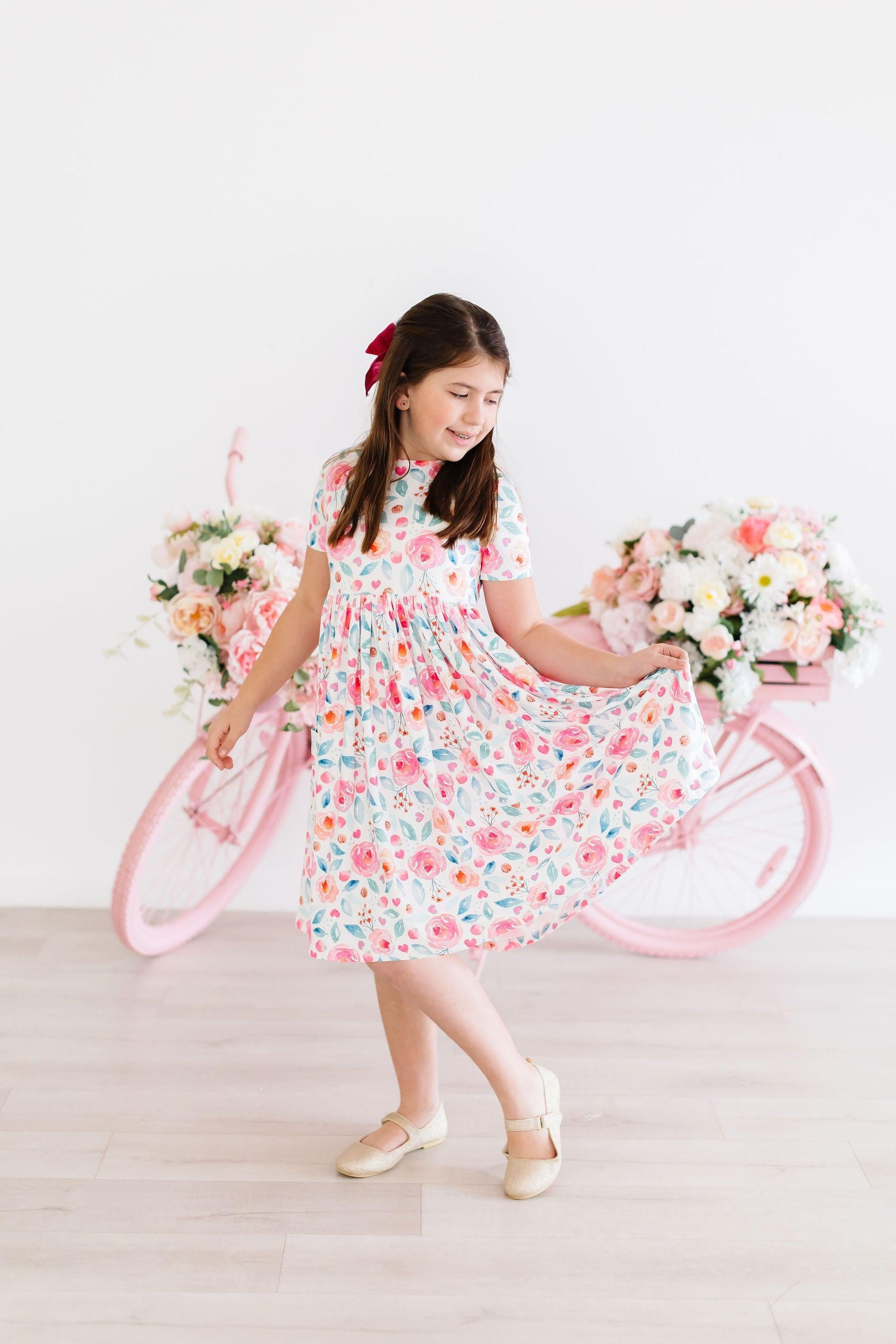 Rosettes S/S Pocket Twirl Dress - Aaria Tees Aaria Tees
