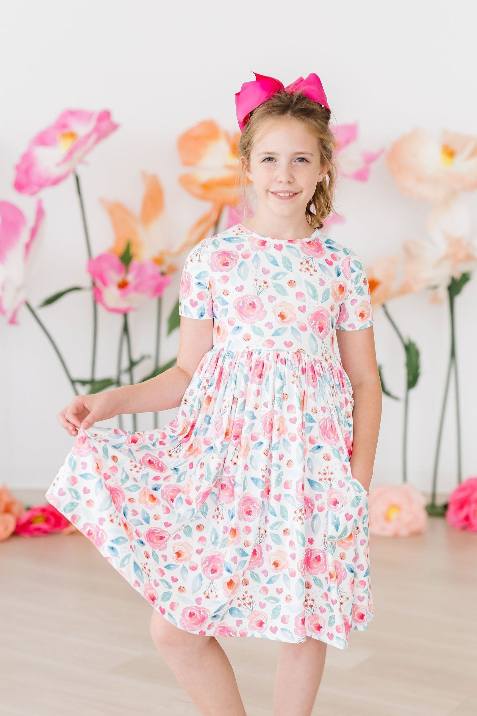 Rosettes S/S Pocket Twirl Dress - Aaria Tees Aaria Tees